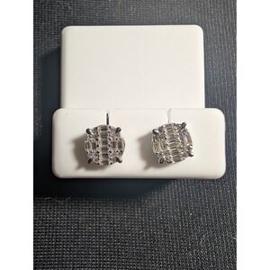 Moissanite Stud Earrings Baguette 925 Sterling Silver .75 Ct MSRP‎ $240